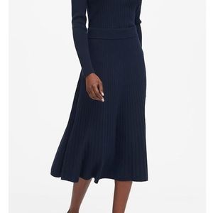 Banana Republic Women Size Small Petite Navy Knit Midi Skirt